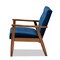 Baxton Studio Sorrento Blue Velvet Upholstered Walnut Finished Wooden Lounge Chair 160-9938 - alternate 8
